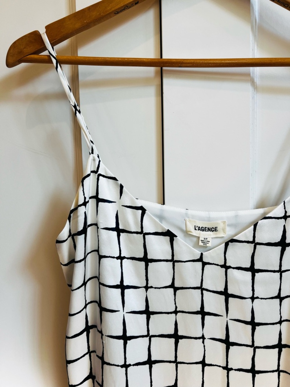 L’AGENCE Checkered Silk Tank